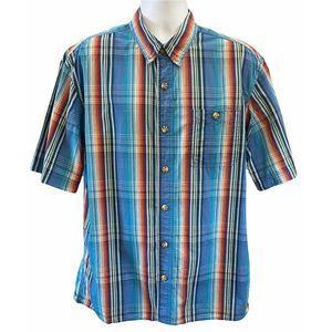 Duluth Trading Co Mens Plaid BBQ Short Sleeve Button Down Shirt Size Large